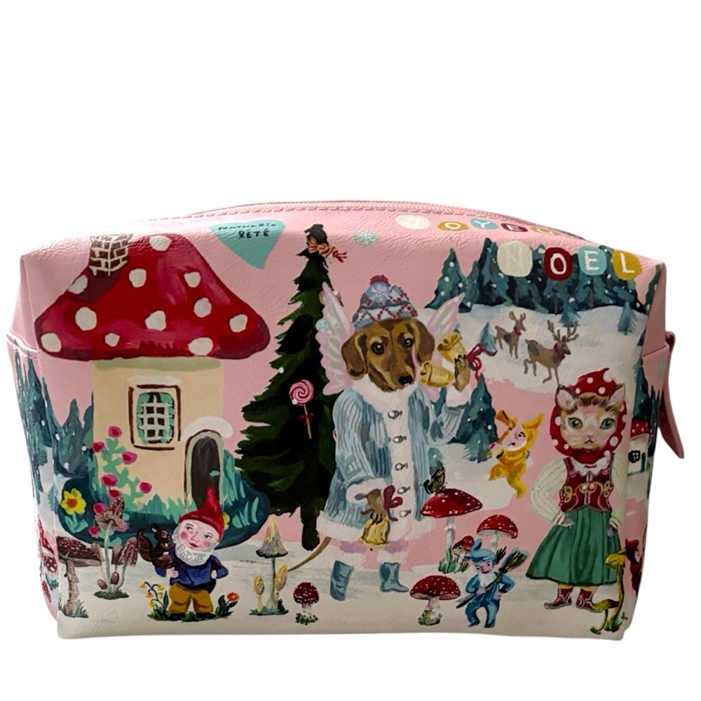NATHALIE LETE Limited Edition Joyeux Noel Travel Wash Bag Cosmetic Bag NWOT
